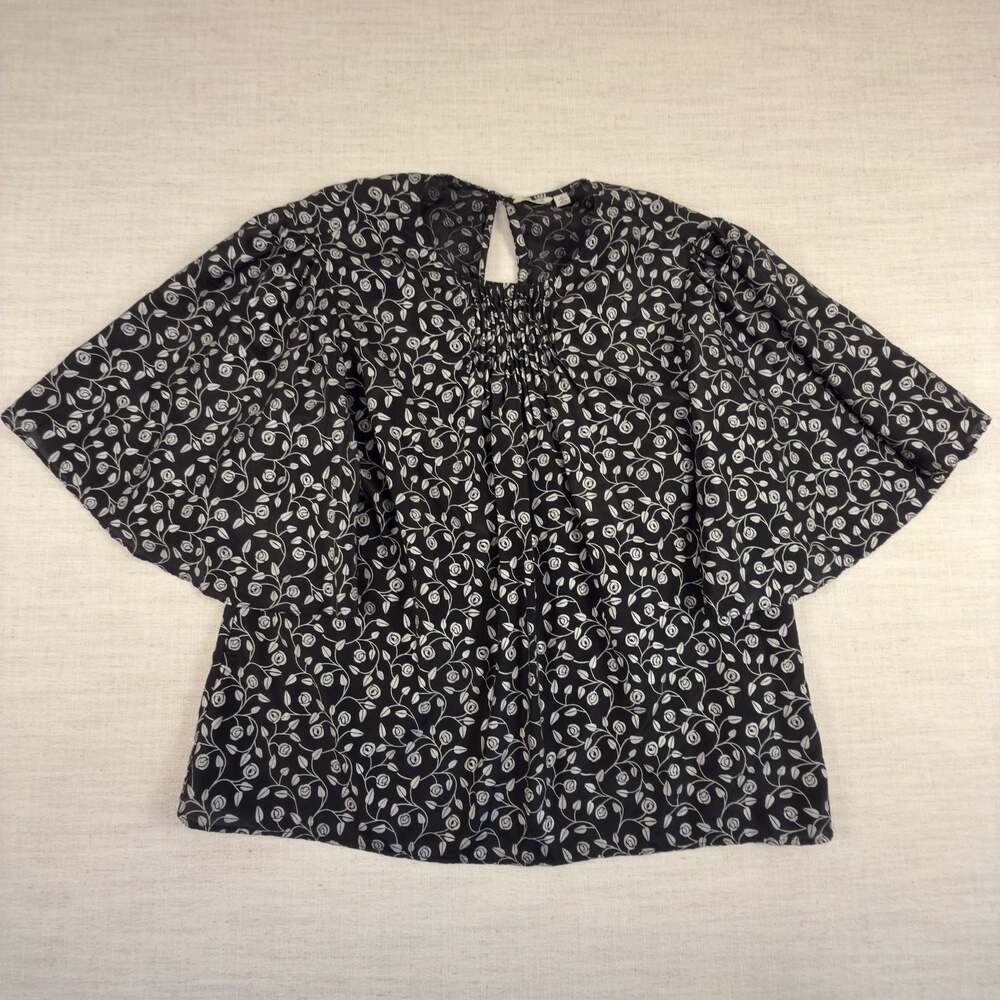 St. Roche 100% Silk Floral Print Flutter Sleeve Blouse Size S
